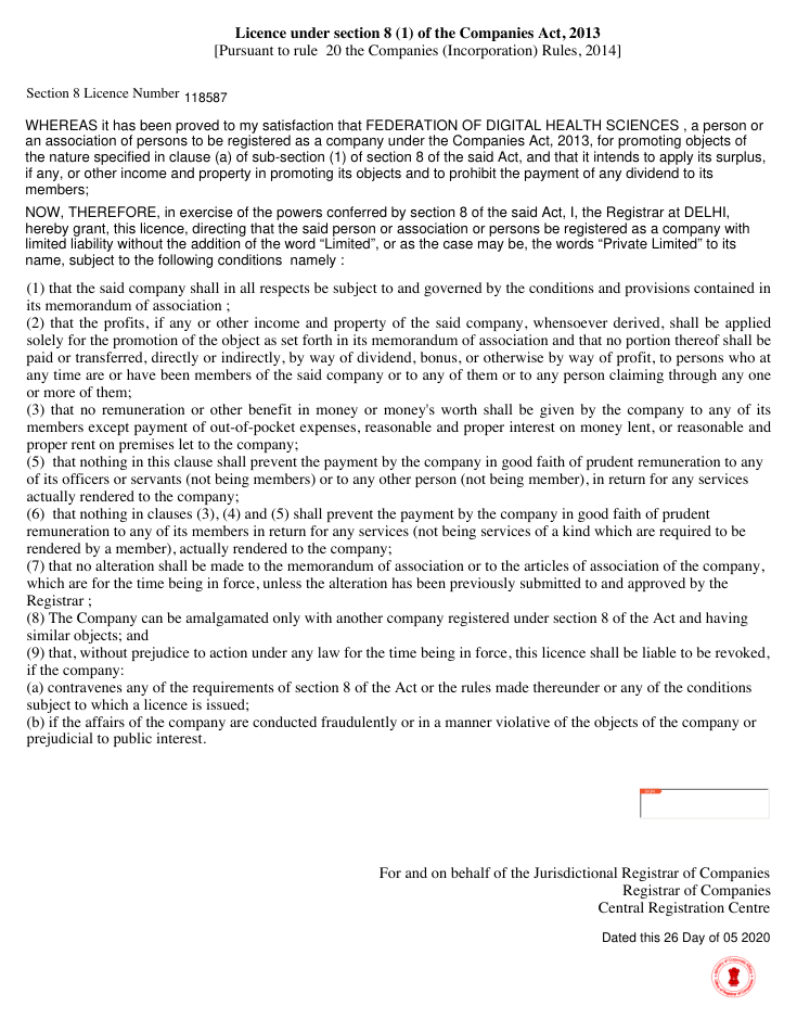 First page of Section 8 License